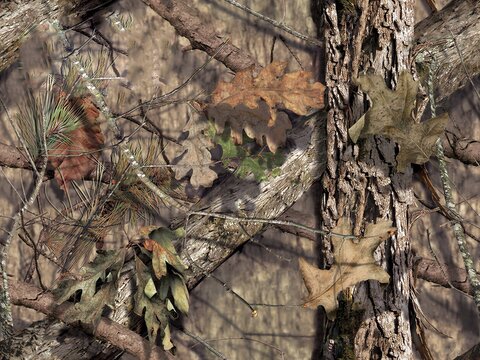 Woodland hunting camouflage fabric pattern