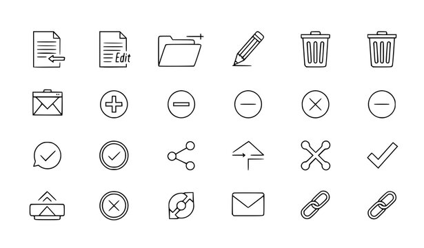 A set of modern line art icons for office and productivity tasks