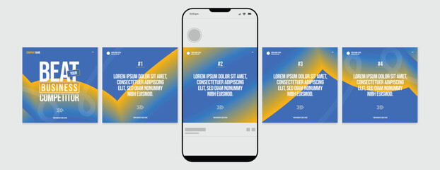 Set of Linkedin Carousel Post, editable social media Instagram carousel post, modern and creative business carousel post template, eps 10. © Graphaxil