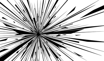 A black and white vector graphic illustration of an explosion or burst effect © MdLiton