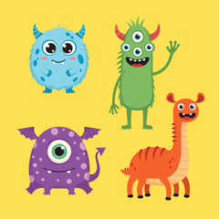 Obraz premium Adorable monster with soft shapes and colorful fur perfect for cheerful nursery decorations and playful designs