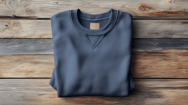 folded indigo sweatshirt mockup minimal rustic studio apparel product display
