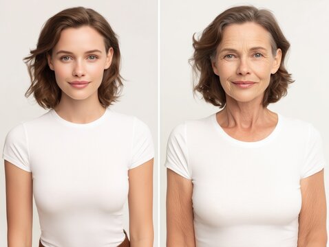 ging vs Youthful Skin Comparison Female Portrait