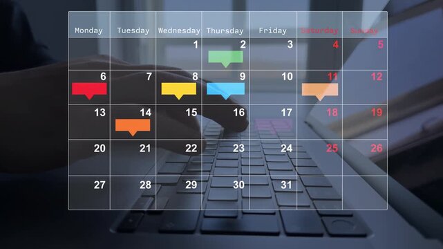 Managing a scheduled meeting.Businessman manages time to work efficiently and on time on all projects. Calendar work schedule, business plan concept.	
