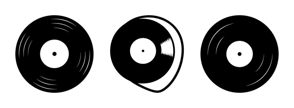 Three vintage vinyl records vector illustration for music lovers and collectors design asset
