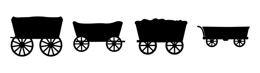 Fototapeta premium Explore vintage wagon silhouettes vector art for historical designs and transportation theme projects online now