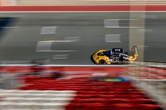 UAE, Dubai, 18 January 2026: 24h series racing supercars on the circuit, Battle of the teams, long exposure photography, supercars drive past at high speed, pitstops, training runs, watching people, 