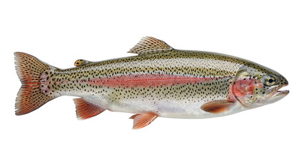 Obraz premium Rainbow Trout Fish Isolated on White Background - Aquatic Wildlife