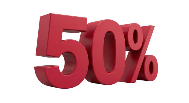 Red 50 Percent Discount 3D Render