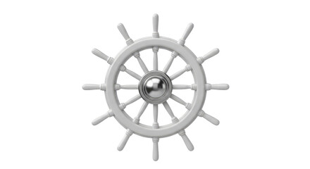 Obraz premium White ship wheel on black background
