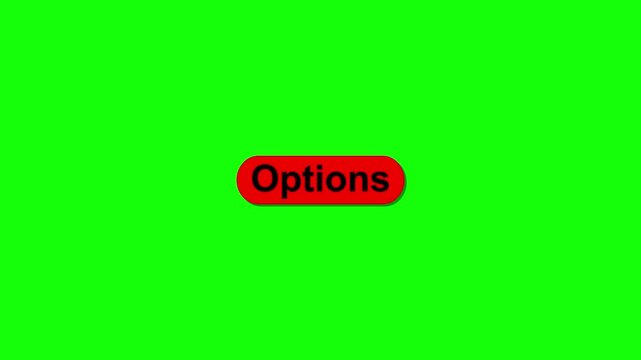 Simple animation of cursor icon clicking Options button. Pack of animated templates for video editing. A set of flat design animated templates for web design or app design. Alpha channel,