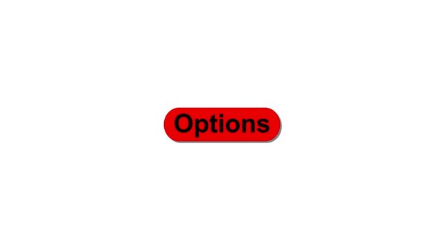 Simple animation of cursor icon clicking Options button. Pack of animated templates for video editing. A set of flat design animated templates for web design or app design. Alpha channel,