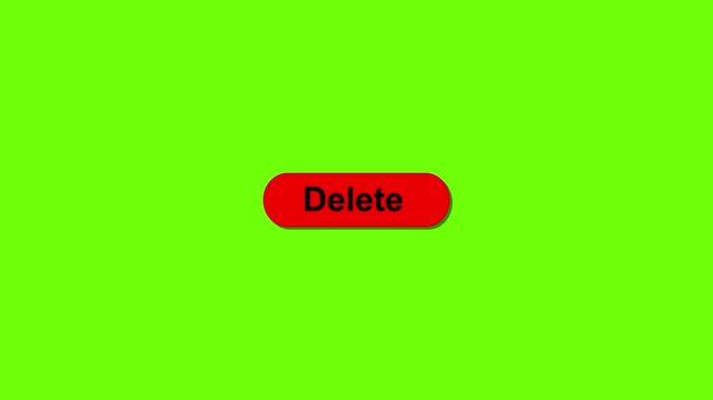 Delete Click Extreme Close Up Front View A command button on a computer screen which remove files completely or erases text. Simple animation of cursor icon clicking delete button.