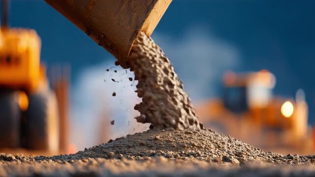 Concrete Pouring: Construction site showcases wet concrete being poured, representing a crucial phase of structural creation.