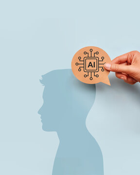 Artificial Intelligence Integration into Human Mind, AI Thinking Concept