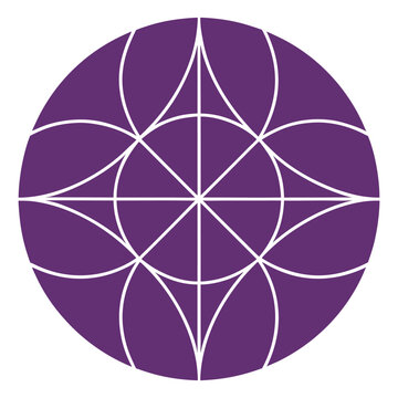 Purple circle with white geometric pattern