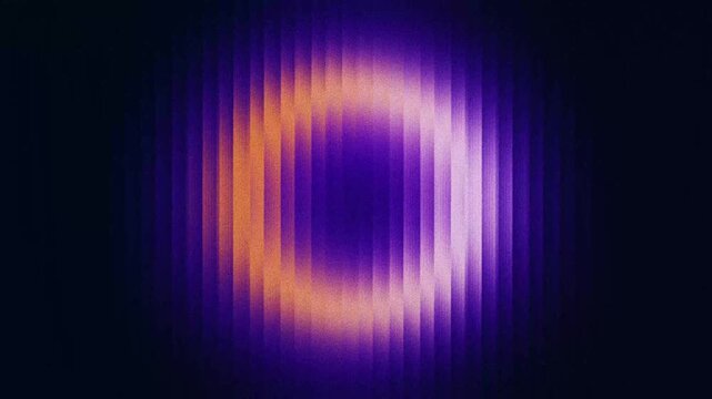 Abstract orange, white and violet, blurred, grainy, neon gradient, pulsing sphere. Animated background. Digital grain dust soft noise ribbed glass looping animation.