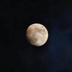 Fototapeta premium Partial moon illuminated with textured surface against space