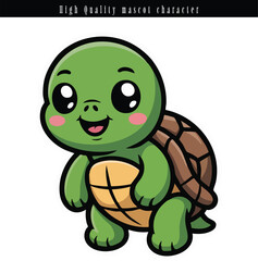 Obraz premium Friendly pixel art turtle mascot with a cheerful smile