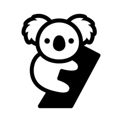 Koala on tree black vector icon