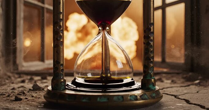 Hourglass with Fire in Background Symbolizing Urgency