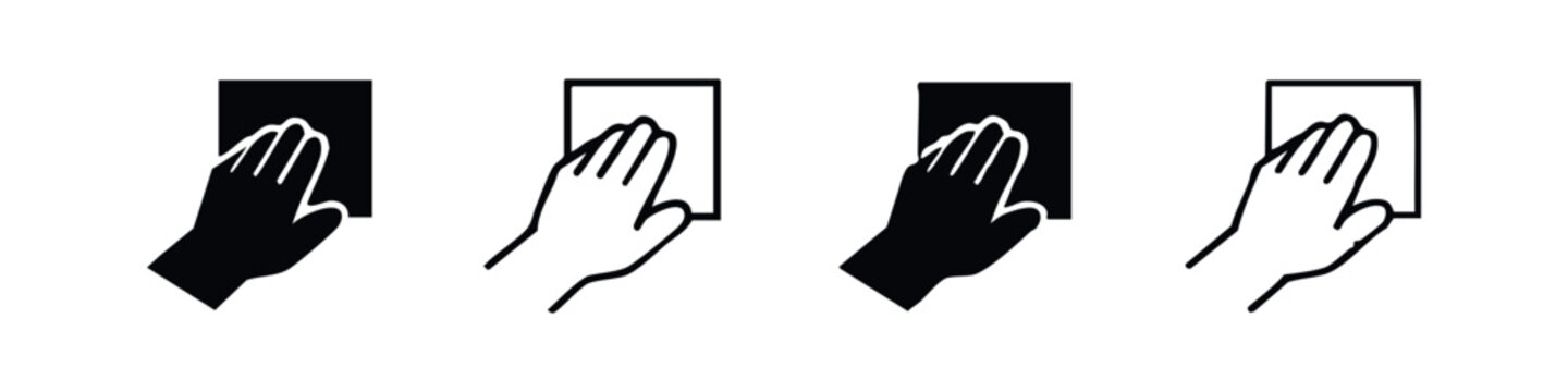 Hand Wiping or Cleaning Surface Icon Set
