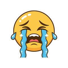 Obraz premium Sad Emoji Crying Tears of Joy, Emotional Distress, Facial Expression