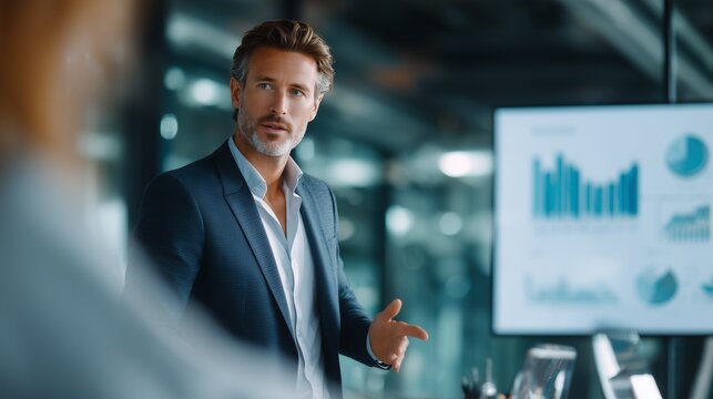 Business leader explaining ideas to team