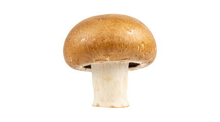 Fresh brown cremini mushroom, a single raw edible culinary ingredient, perfectly isolated for food photography and healthy eating concepts PNG © Irina