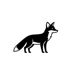 Obraz premium A black fox icon on isolated looking right