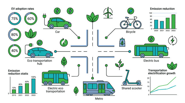 Eco transportation hub with various electric vehicles