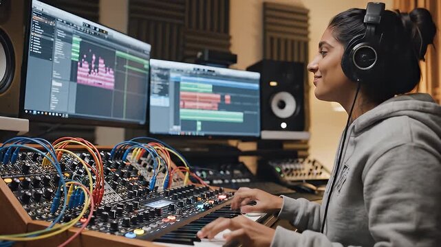 Music Producer Working on Soundtrack.