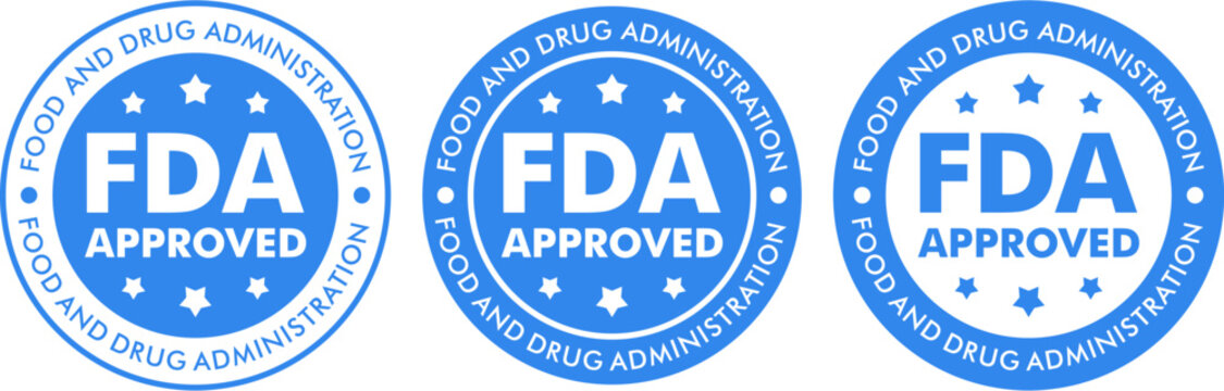FDA Approved Logo Template Official Certification Badge Vector Illustration for Quality Assurance Medical Product Compliance Seal Design