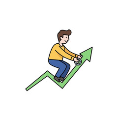 Fototapeta premium Man Riding Upward Arrow.