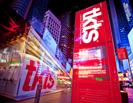 New York City, USA; 28th December 2011: The famous TKTS Times Square Ticket Booth where people buy their Broadway musical and theater tickets.