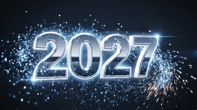 Countdown to 2027: The year 2027 shines brightly against a backdrop of celebratory sparks. Reflecting optimism and future prospects.
