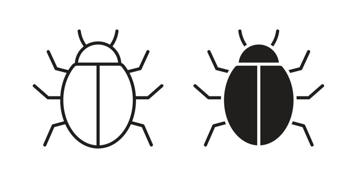 Bugs icon linear vector outline, symbol logo design style