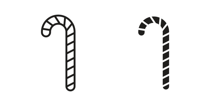 Candy Cane icon linear vector outline, symbol logo design style