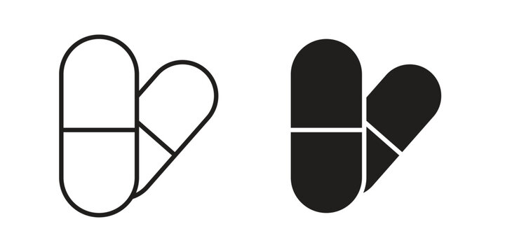 Capsules icon linear vector outline, symbol logo design style