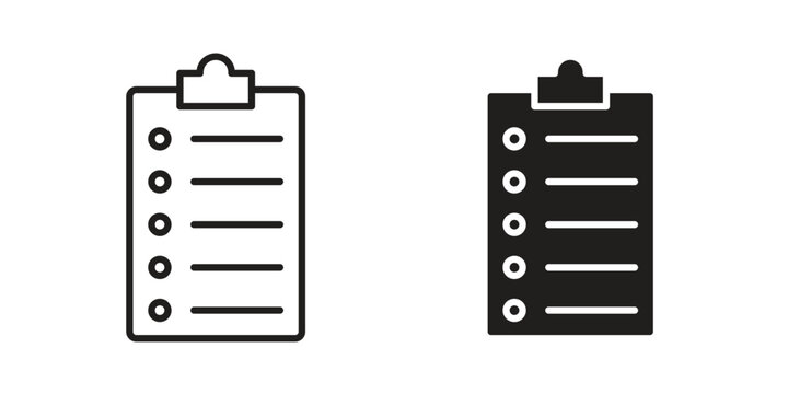 Clipboard icon linear vector outline, symbol logo design style