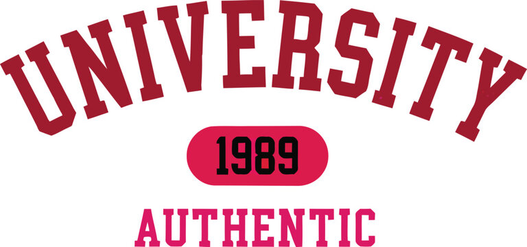 Authentic University 1989 Vector with Arched Collegiate Typography and Capsule for Apparel Design