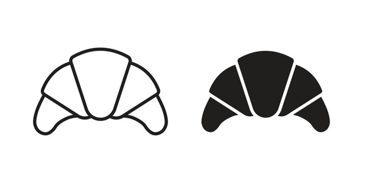 Croissant icon linear vector outline, symbol logo design style
