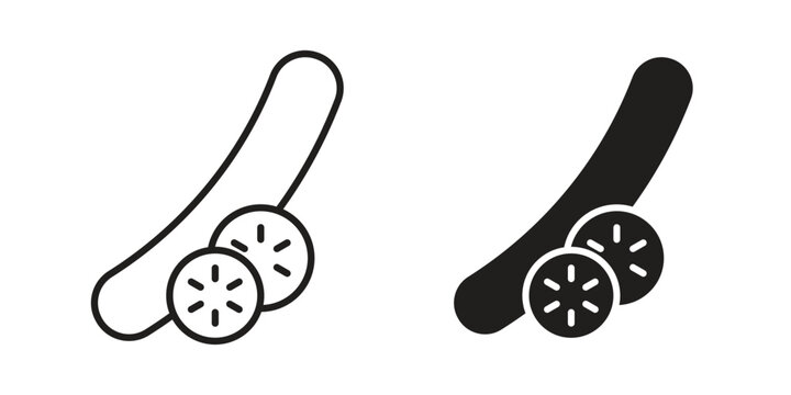 Cucumber icon linear vector outline, symbol logo design style