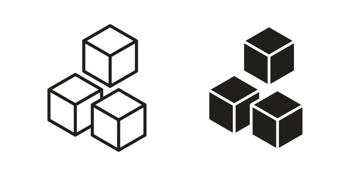 Cubes icon linear vector outline, symbol logo design style
