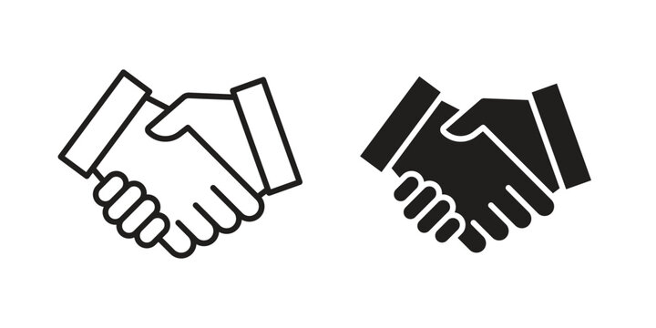 Deal handshake icon linear vector outline, symbol logo design style