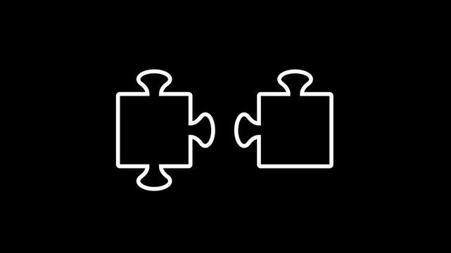 unsolved Puzzle Piece for Problem Solving and Analysis line art on black screen