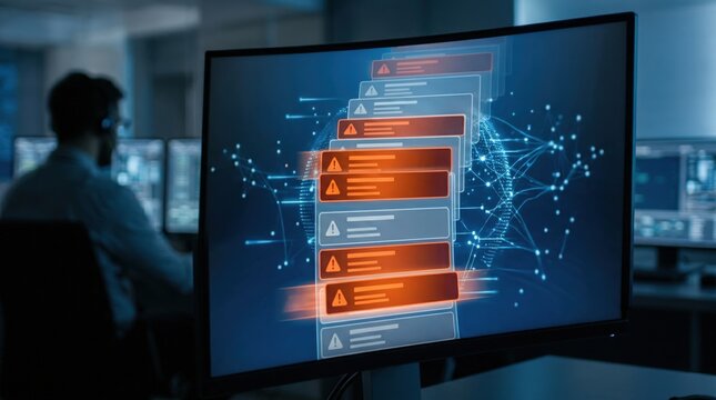 Medium shot featuring a realtime alert list populated with flagged transactions emphasizing AIs role in instant fraud detection.