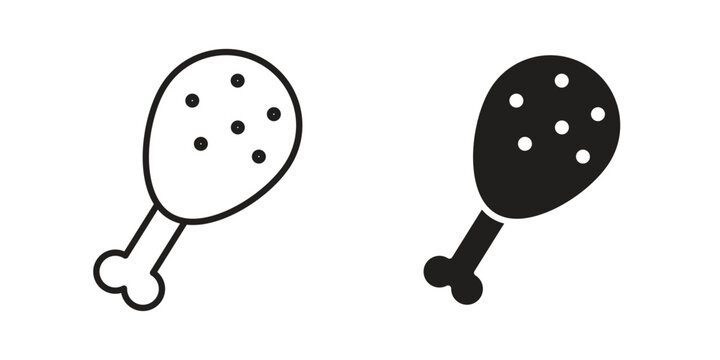 Drumstick bite icon linear vector outline, symbol logo design style