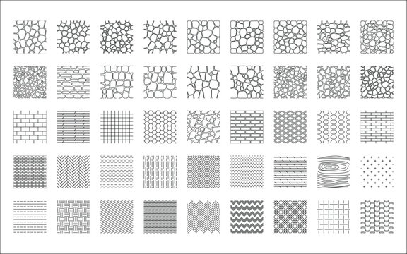 Landscape Architecture CAD Hatch Pattern Set Grass Water Stone Wall Texture Elements Collection