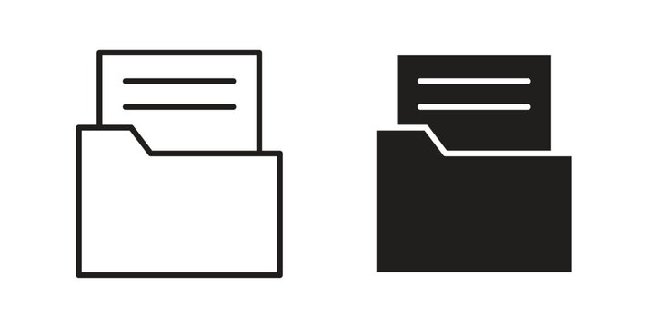 File Folder icon linear vector outline, symbol logo design style